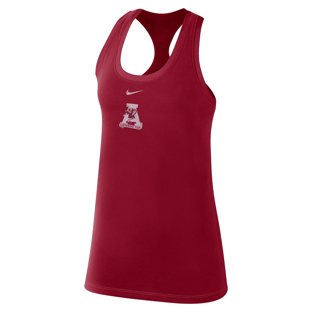 Women's Nike Crimson Alabama Tide Varsity Stack Vault Racerback Scoop Neck Tank Top