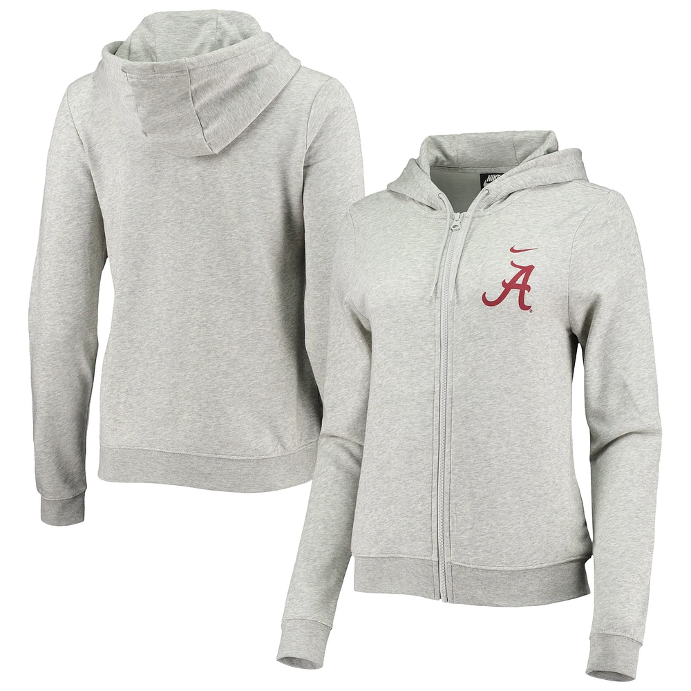 Women's Nike Heathered Gray Alabama Crimson Tide Varsity Fleece Full-Zip Hoodie