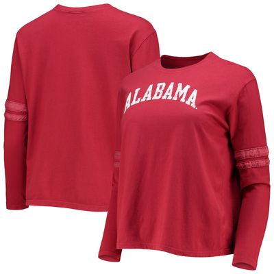 Women's Original Retro Brand Crimson Alabama Tide Vault Vintage Stripe Long Sleeve T-Shirt