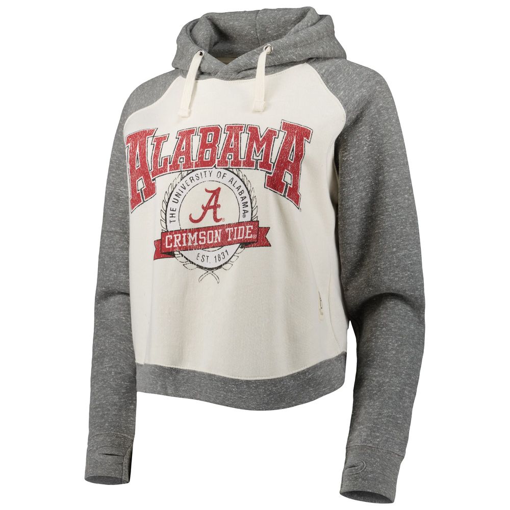 Women's Pressbox Cream/Heather Gray Alabama Crimson Tide Cody Tri-Bend Raglan Pullover Hoodie