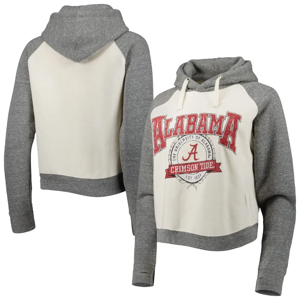 Sweat à capuche Pressbox crème/gris chiné Alabama Crimson Tide Cody Tri-Bend Raglan pour femme