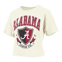 Women's Pressbox Cream Alabama Crimson Tide Buckler Vintage Cropped T-Shirt