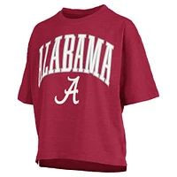 Women's Pressbox Crimson Alabama Tide Nelson Arch Over Logo Waist Length Oversized Slub T-Shirt