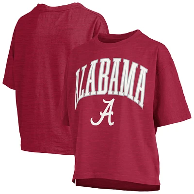 Women's Pressbox Crimson Alabama Tide Nelson Arch Over Logo Waist Length Oversized Slub T-Shirt