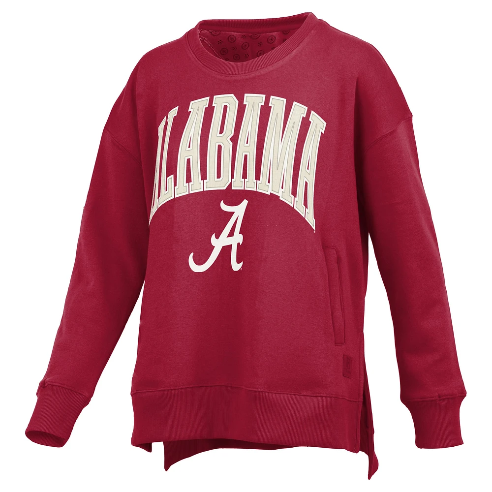 Women's Pressbox Crimson Alabama Tide Pocketed Arch Pullover Sweatshirt