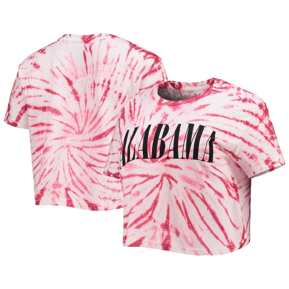 Women's Pressbox Crimson Alabama Tide Showtime Tie-Dye Crop T-Shirt