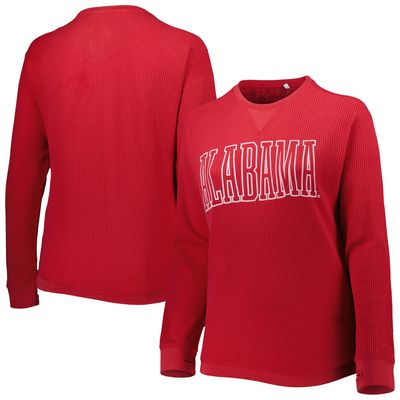 Women's Pressbox Crimson Alabama Tide Surf Plus Southlawn Waffle-Knit Thermal Tri-Blend Long Sleeve T-Shirt