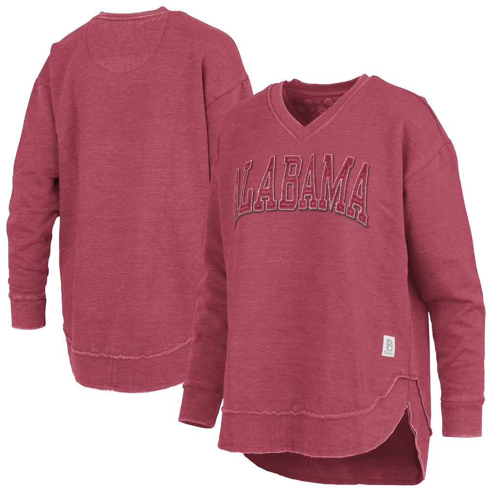 Sweat-shirt à col en V pour femme Pressbox Crimson Alabama Tide Westin Poncho