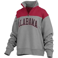 Women's Pressbox Gray Alabama Crimson Tide Avon Fleece Quarter-Zip Jacket