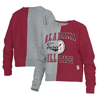 Sweat-shirt Pressbox Heather Grey Alabama Crimson Tide pour femmes, moitié-moitié raglan