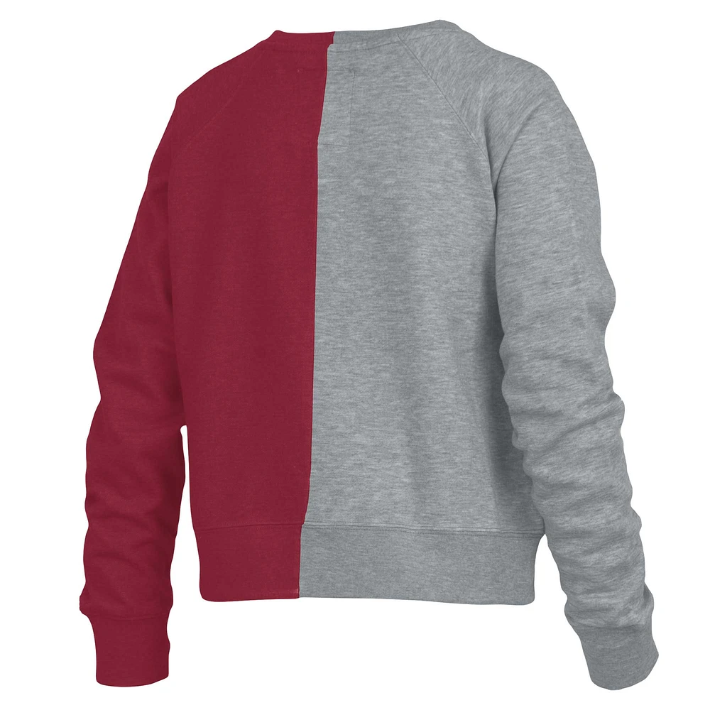 Sweat-shirt Pressbox Heather Grey Alabama Crimson Tide pour femmes, moitié-moitié raglan