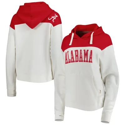 Alabama Crimson Tide Pressbox Women's Chicago 2-Hit Yoke Pullover Hoodie - White/Crimson