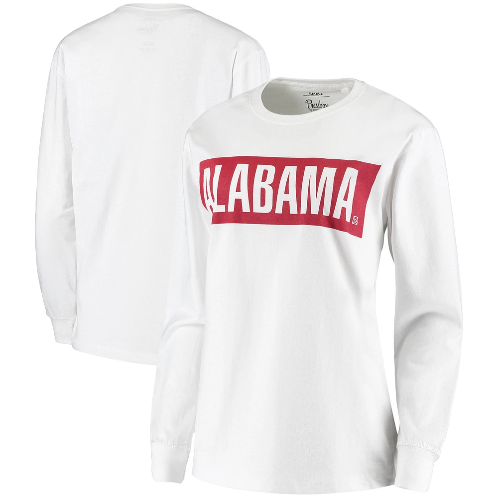 T-shirt à manches longues Pressbox Alabama Crimson Tide blanc pour femme