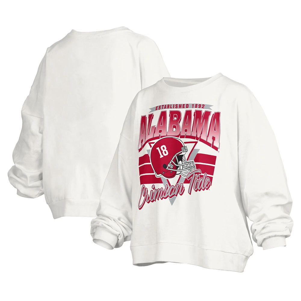 Sweat-shirt surdimensionné à logo rétro Janice de Pressbox White Alabama Crimson Tide pour femme