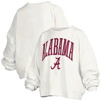 Sweat-shirt oversize à col rond pour femme, blanc, Alabama Crimson Tide, Janise Arch Over, longueur la taille, avec logo