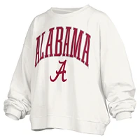 Sweat-shirt oversize à col rond pour femme, blanc, Alabama Crimson Tide, Janise Arch Over, longueur la taille, avec logo
