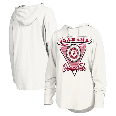 T-shirt à capuche blanc manches longues Pressbox pour femmes, Alabama Crimson Tide San Bruno