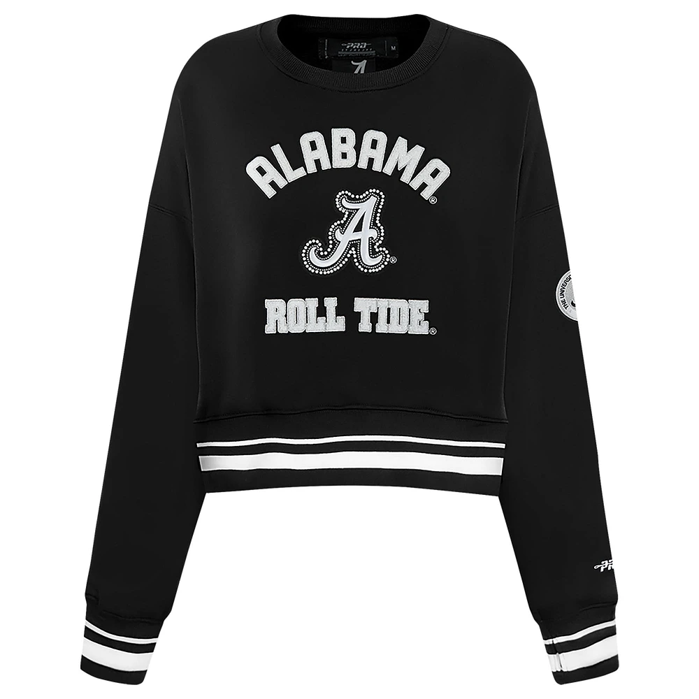 Women's Pro Standard  Black Alabama Crimson Tide Pearl Cropped Pullover Sweatshirt