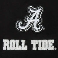 Women's Pro Standard Black Alabama Crimson Tide Rhinestone & Pearl Boxy Cropped T-Shirt