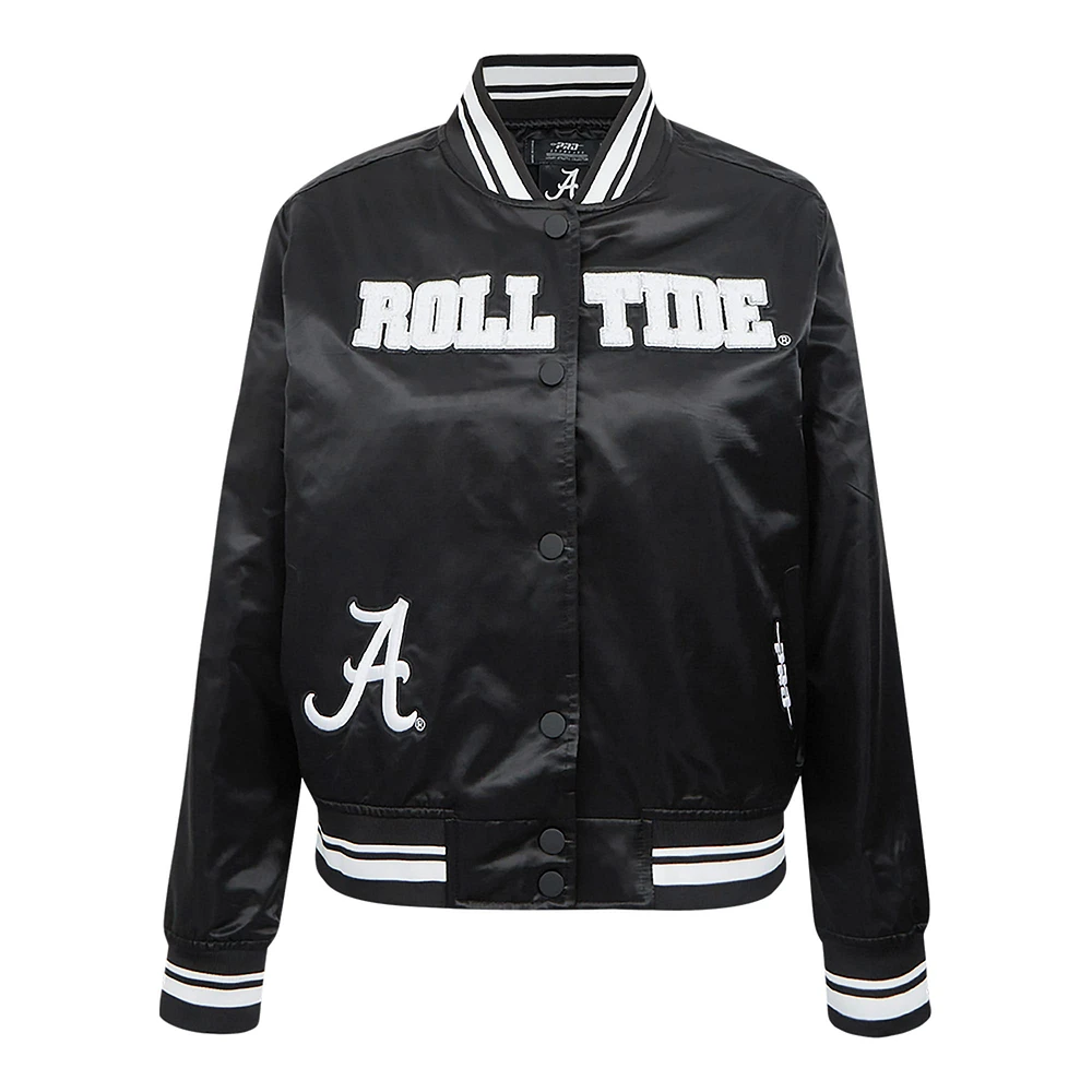 Women's Pro Standard  Black Alabama Crimson Tide Satin Pearl Full-Snap Jacket