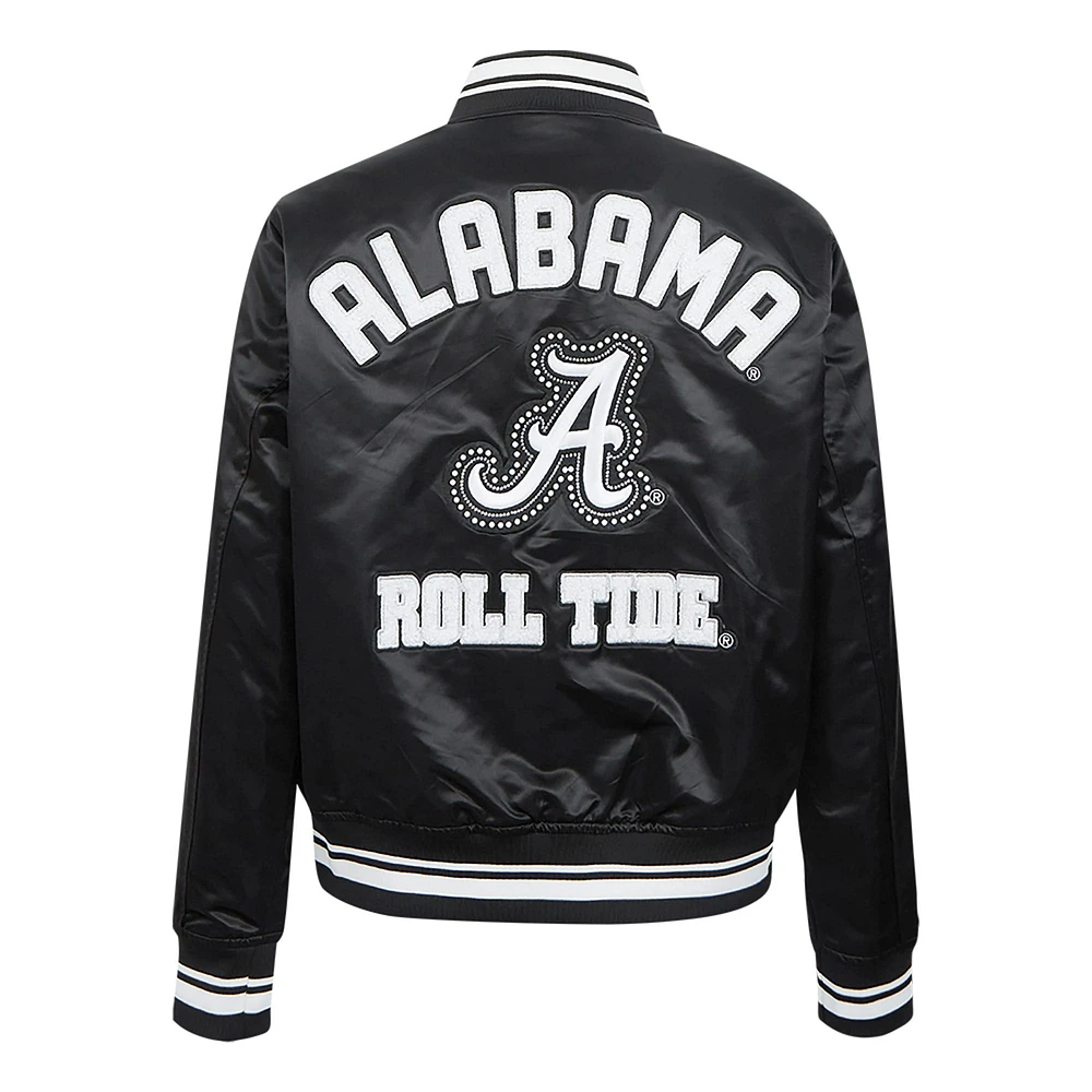 Women's Pro Standard  Black Alabama Crimson Tide Satin Pearl Full-Snap Jacket