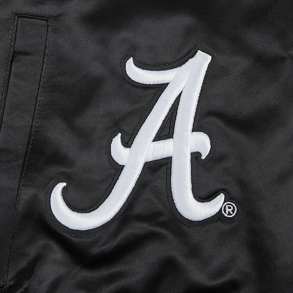 Women's Pro Standard  Black Alabama Crimson Tide Satin Pearl Full-Snap Jacket