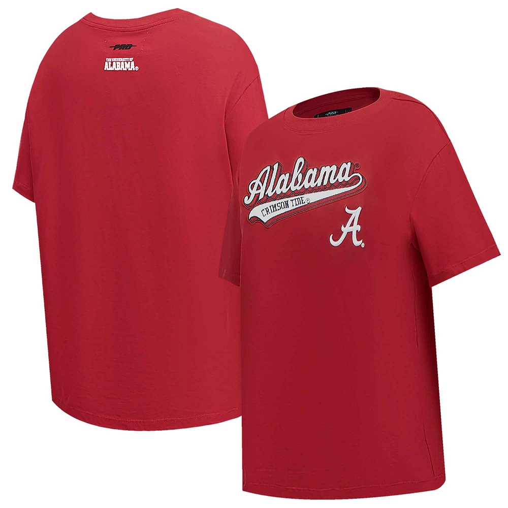 Women's Pro Standard Crimson Alabama Tide Script Tail Oversized Boyfriend T-Shirt