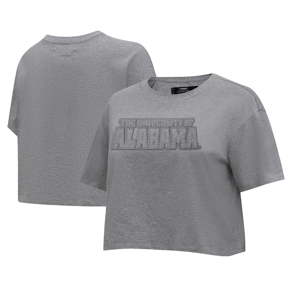 T-shirt court boxy neutre ton sur Pro Standard Heather Charcoal Alabama Crimson Tide pour femmes