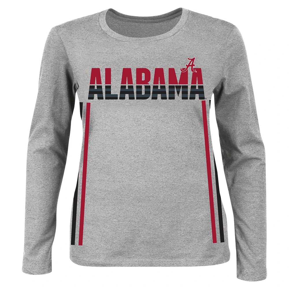 PRF ALABAM HEATHER GRAY CARDINAL WOMENS 23 PLUS CONCEPTS SIDE STRIPE FLEECE CREW SWTLADYCR