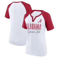 Profil pour femme Blanc/Crimson Alabama Crimson Tide T-shirt à col cranté Best Squad Shimmer Taille Plus