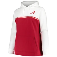 Profil pour femme Blanc/Crimson Alabama Crimson Tide Sweat à capuche avec bande grande taille