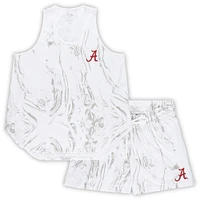 Profile White Alabama Crimson Tide Ensemble débardeur et short en marbre grande taille pour femme