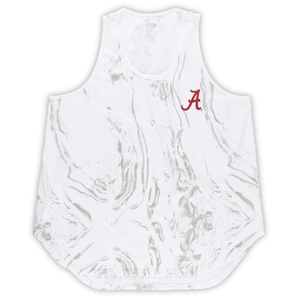 Profile White Alabama Crimson Tide Ensemble débardeur et short en marbre grande taille pour femme