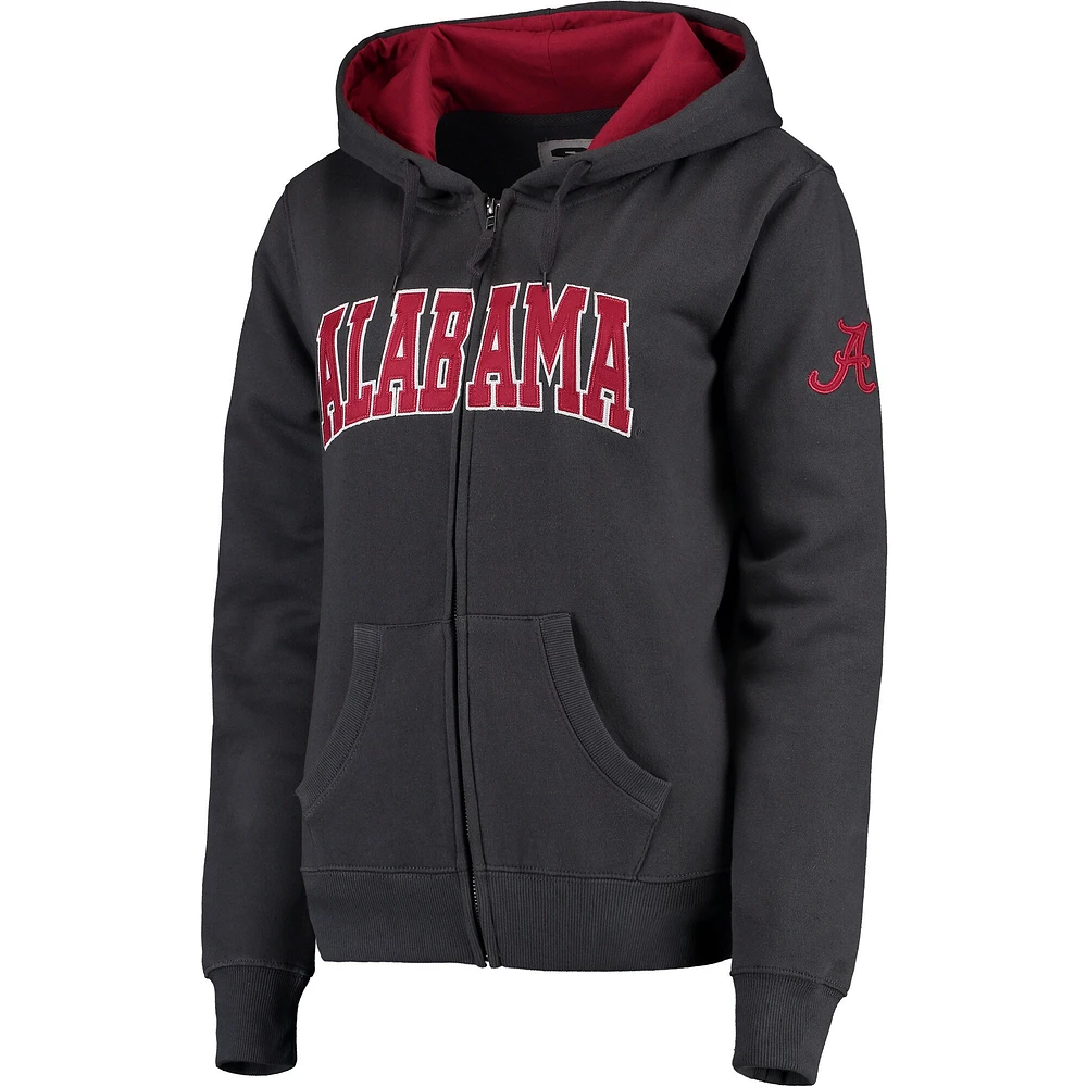 Sweat à capuche entièrement zippé Stadium Athletic Charcoal Alabama Crimson Tide pour femme