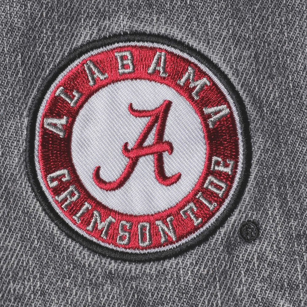 Women's The Wild Collective Gray Alabama Crimson Tide Patches Full-Button Denim Jacket