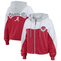 Women's WEAR by Erin Andrews Crimson/White Alabama Crimson Tide Color-Block Full-Zip Hoodie