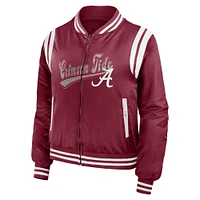 Women's WEAR by Erin Andrews Crimson Alabama Tide Football Bomber Full-Zip Jacket