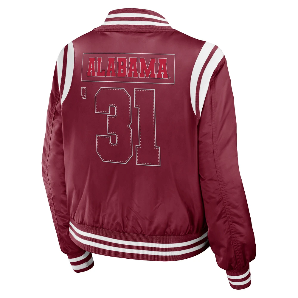 WEAR by Erin Andrews Crimson Alabama Tide Football Bomber Full-Zip Jacket