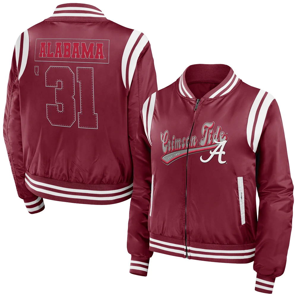 WEAR by Erin Andrews Crimson Alabama Tide Football Bomber Full-Zip Jacket