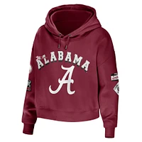 Women's WEAR by Erin Andrews Crimson Alabama Tide Cropped Media Mixed Sweat à capuche