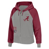 Women's WEAR by Erin Andrews Gray Alabama Crimson Tide Raglan Full-Zip Hoodie