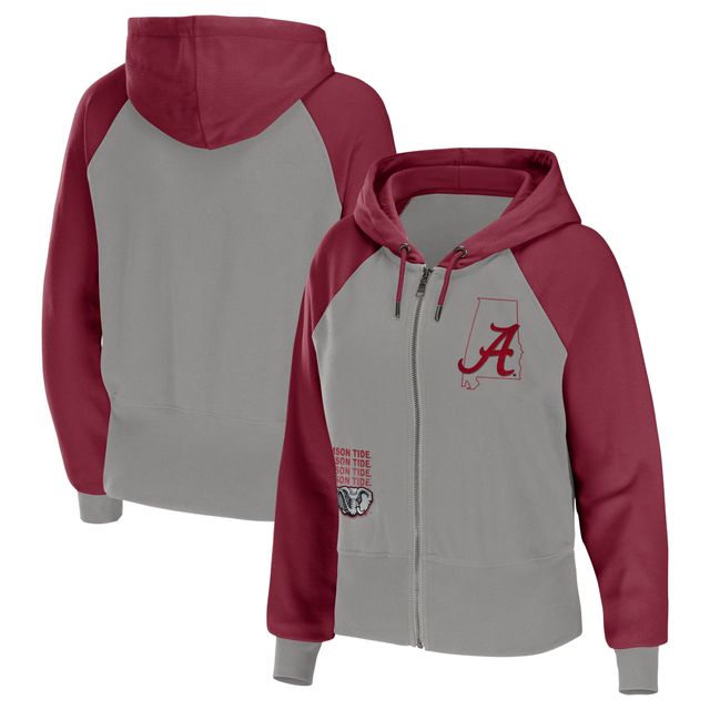 Sweat à capuche raglan entièrement zippé WEAR by Erin Andrews Alabama Crimson Tide pour femmes, gris