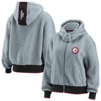 Women's WEAR by Erin Andrews Gray Alabama Crimson Tide Sherpa Full-Zip Hoodie