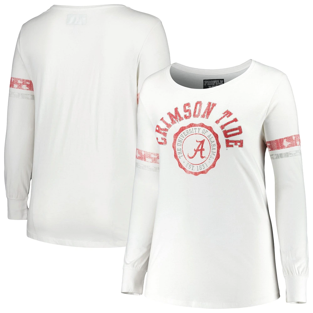 T-shirt à manches longues et col rond Alabama Crimson Tide pour femme blanc