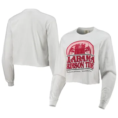 Alabama Crimson Tide Women's Retro Campus Crop Long Sleeve T-Shirt - White