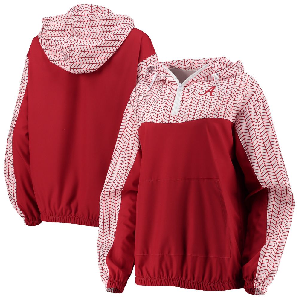 Women's ZooZatz Crimson Alabama Tide Chevron Swishy Quarter-Zip Hoodie Jacket