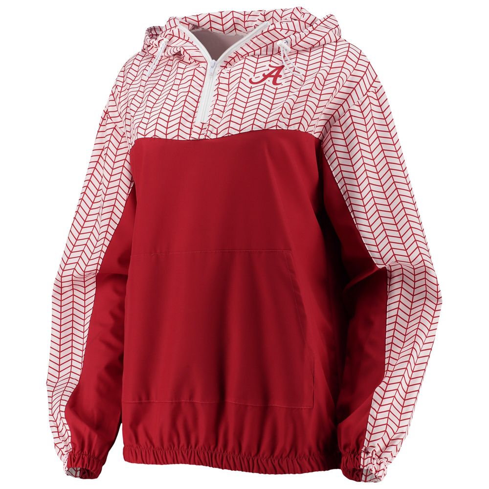 Women's ZooZatz Crimson Alabama Tide Chevron Swishy Quarter-Zip Hoodie Jacket