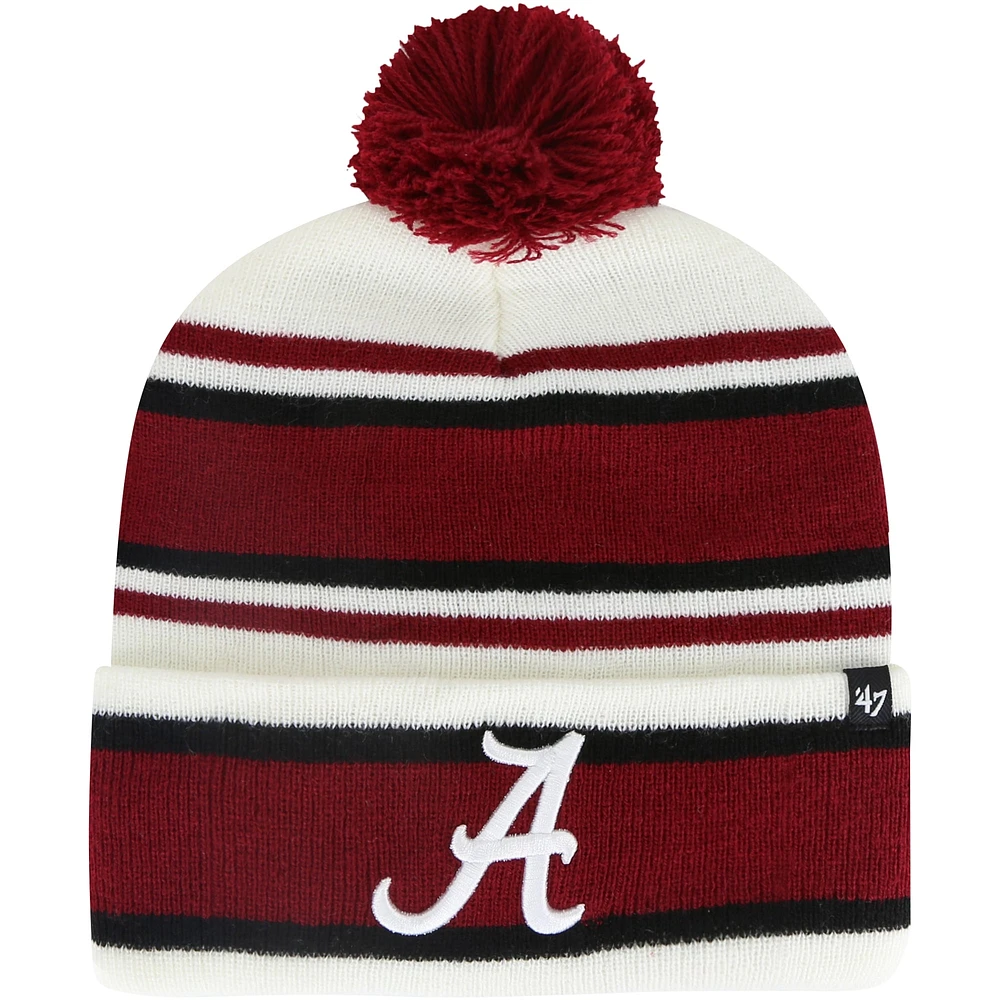 Bonnet en tricot à revers blanc Alabama Crimson Tide Stripling '47 pour jeunes avec pompon