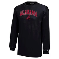 T-shirt noir à manches longues avec logo Alabama Crimson Tide Arch sur le champion des jeunes