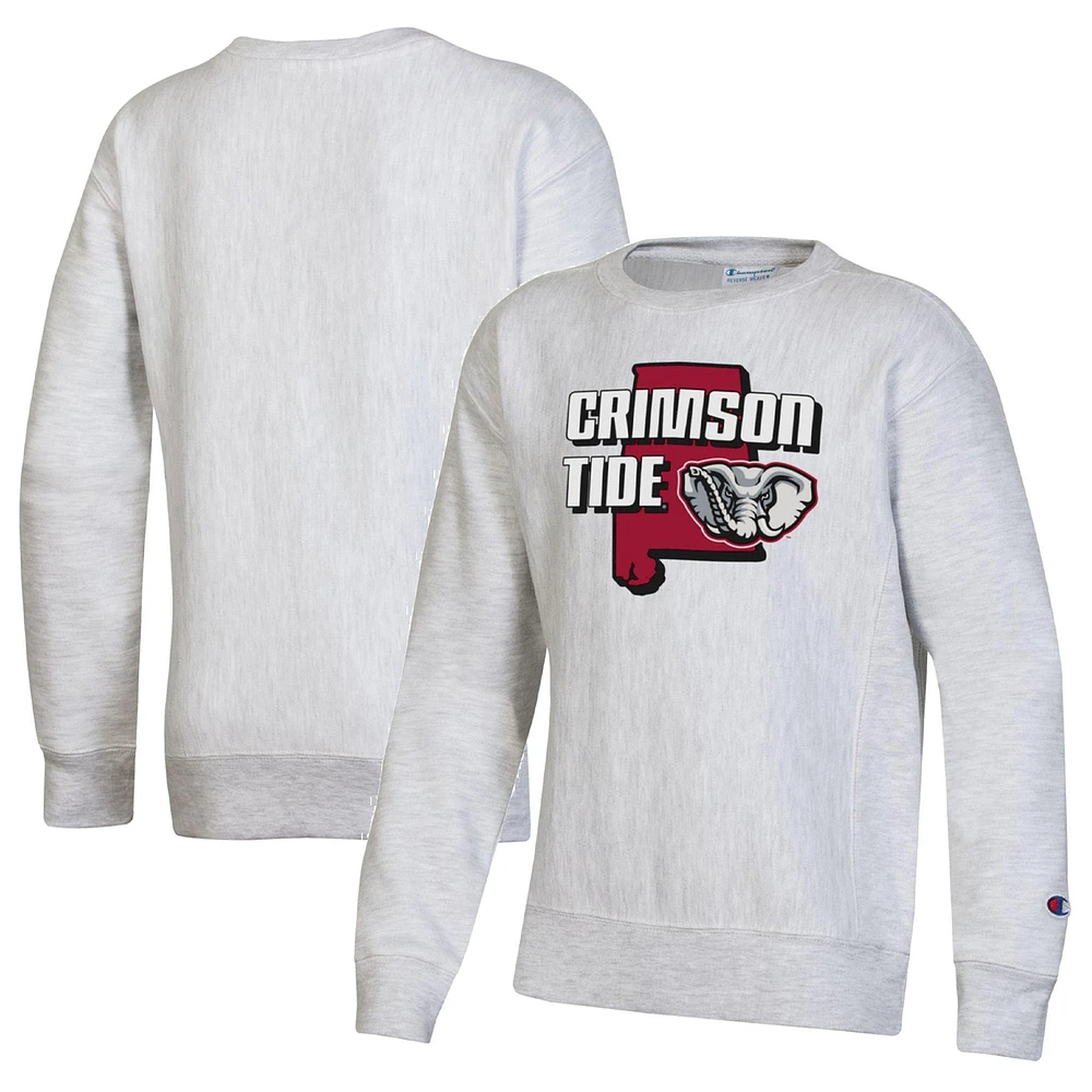 Chandail à enfiler tissage inversé Champion Alabama Crimson Tide gris chiné pour jeune